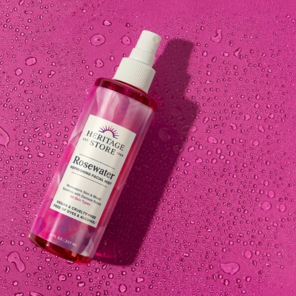 New HERITAGE STORE Rosewater Refreshing Facial Mist 8oz 237ml Hydrating